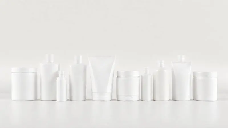 Render 3D que ilustra a diversidade da linha de produtos Natural Whey para uma análise detalhada de cada item.