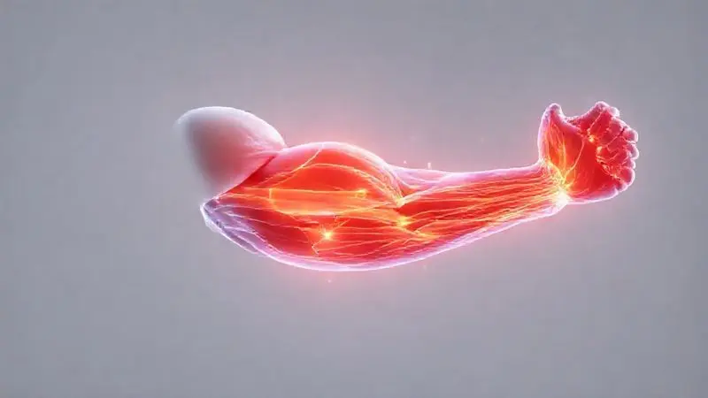 Ilustração conceitual dos benefícios do whey protein, mostrando a recuperação e o crescimento das fibras musculares após o exercício.