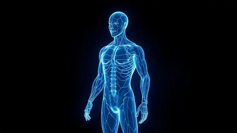 Ilustração 3D mostrando a recuperação e o crescimento das fibras musculares, simbolizando os benefícios do whey protein para o corpo.