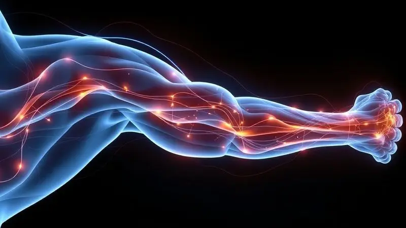 Render artístico de fibras musculares se regenerando, ilustrando os principais benefícios do whey protein para a recuperação e crescimento muscular.