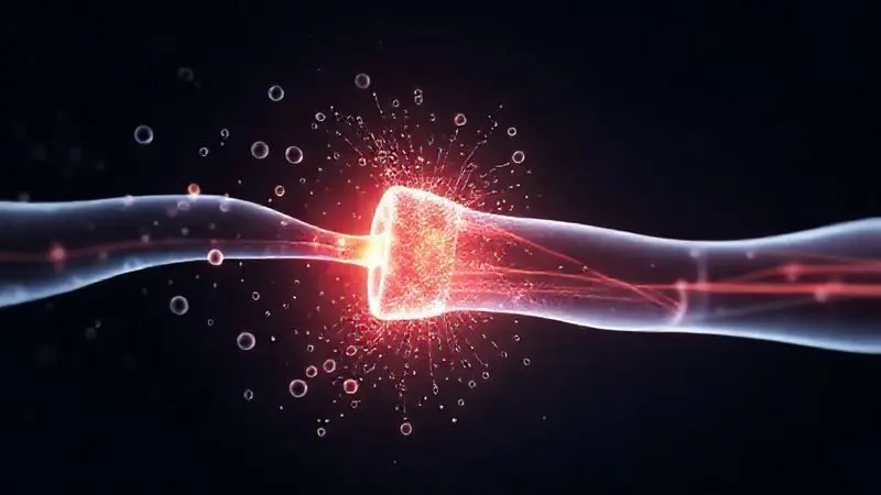 Ilustração artística de uma fibra muscular sendo reparada, simbolizando os benefícios do whey protein para a recuperação e ganho de massa muscular.