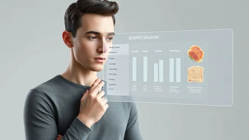 Ilustração de uma pessoa analisando dados e gráficos para entender como escolher o melhor tipo de whey protein para suas metas.