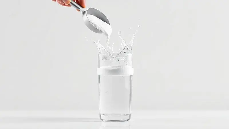 Ilustração do modo de usar o whey protein, mostrando um scoop de pó sendo adicionado a uma coqueteleira com água para preparar o shake.