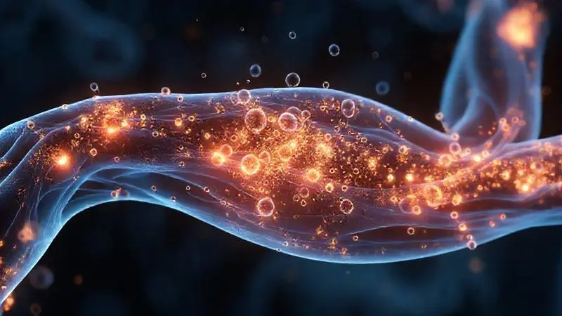 Ilustração 3D mostrando como a proteína do whey auxilia na reparação e crescimento das fibras musculares para o ganho de massa.