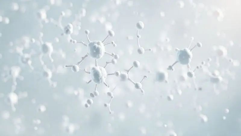 Ilustração 3D da composição molecular e ingredientes do Whey Health Time, destacando a qualidade e pureza da sua fórmula proteica.