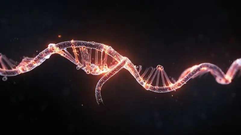 Ilustração conceitual dos diferenciais do Whey Dark Lab, mostrando uma molécula de proteína avançada para destacar sua fórmula inovadora.