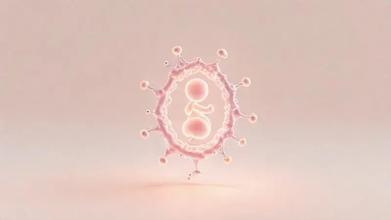 Ilustração 3D conceitual mostrando como a proteína atua como blocos de construção essenciais para o desenvolvimento do feto na gestação.