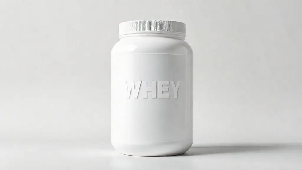 Pote de whey protein bom e barato genérico sobre um fundo neutro, representando as melhores opções de custo-benefício do mercado para suplementação.