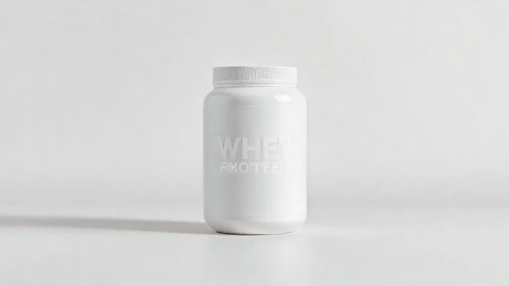 Embalagem de um dos melhores whey protein feminino para ganho de massa muscular, em destaque sobre um fundo limpo de estúdio.