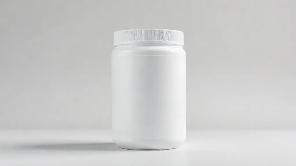 Pote de whey protein hidrolisado sem marca em um fundo limpo de estúdio, representando a análise completa dos melhores suplementos do mercado.