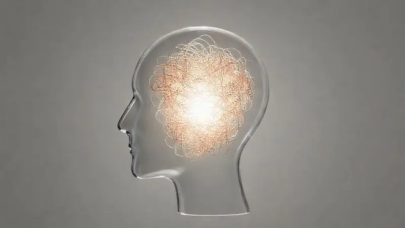 Ilustração de uma cabeça com fios emaranhados sendo organizados pela luz, simbolizando os mitos e verdades sobre a proteína de soja.