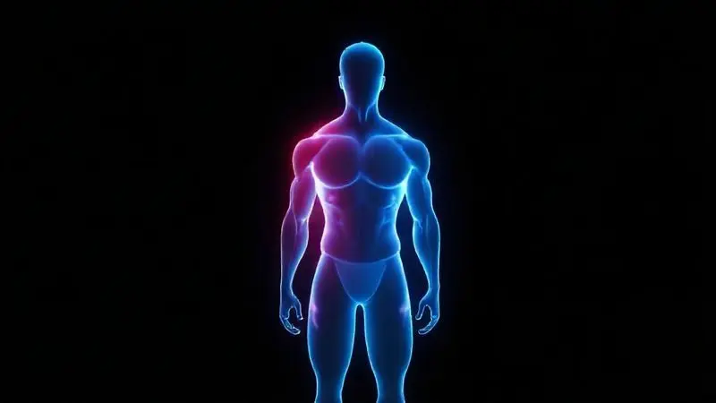 Render conceitual sobre a importância do pós-treino, mostrando a recuperação muscular e a prevenção do catabolismo com whey.