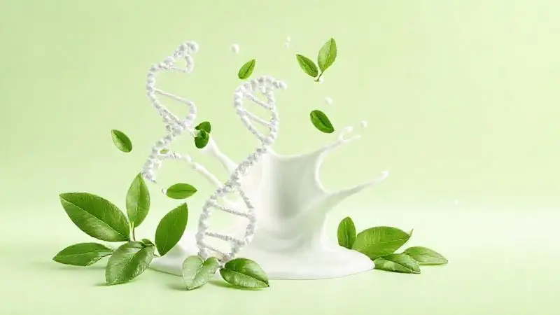 Ilustração conceitual mostrando a fusão de proteína e ingredientes naturais para avaliar se o Natural Whey Verde Campo é uma boa opção.