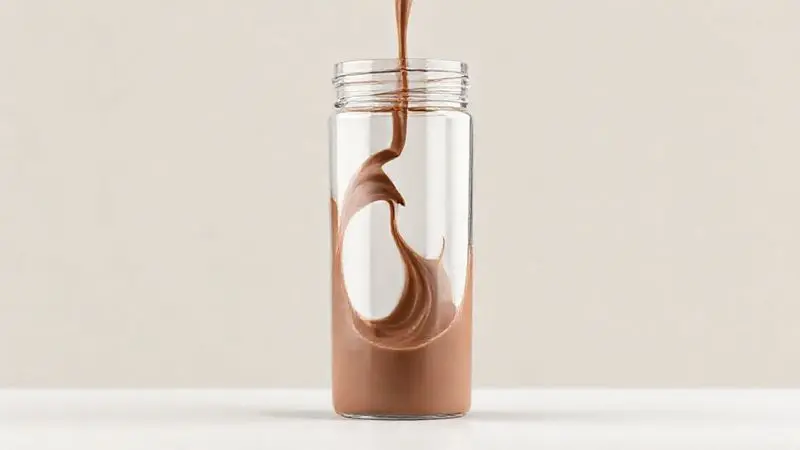 Ilustração de um shake de whey protein perfeitamente dissolvido, destacando a boa solubilidade e textura do suplemento.