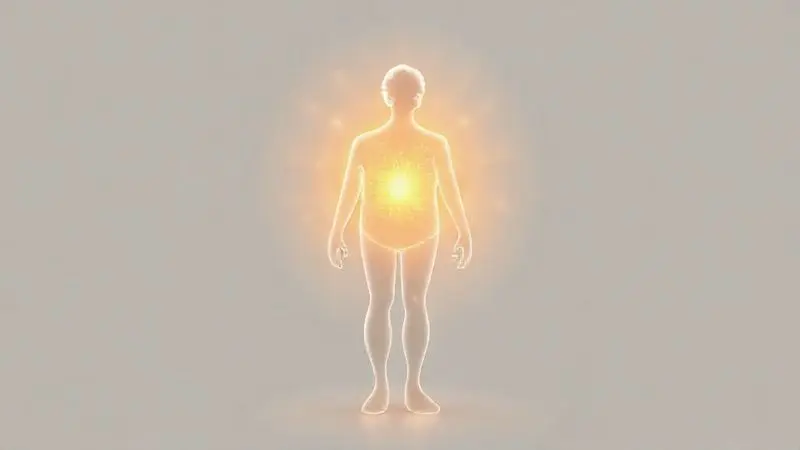 Render artístico de um escudo de energia protegendo a silhueta de um idoso, simbolizando o suporte do whey protein ao sistema imunológico.