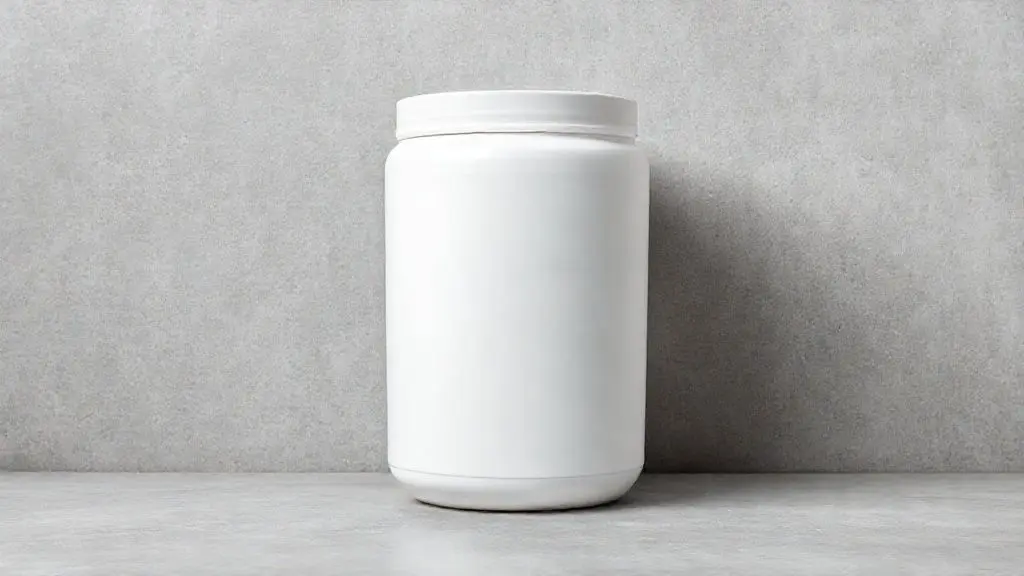 Pote de whey protein sem marca em fundo neutro, representando as diferenças entre os tipos concentrado, isolado e hidrolisado e qual o melhor para você.