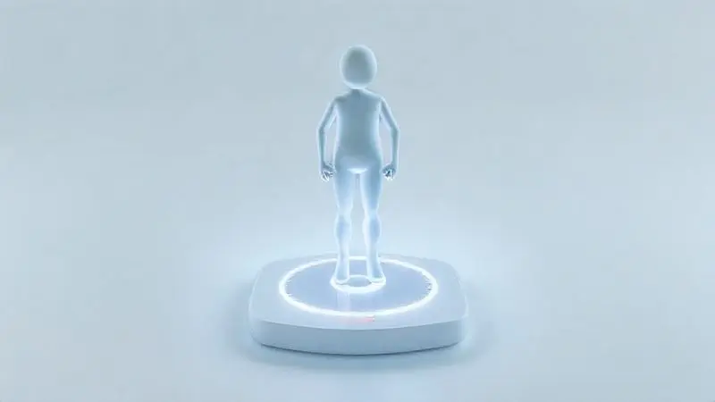 Render 3D conceitual de uma pessoa em uma balança com um gráfico positivo, ilustrando como o Whey Adaptogen pode auxiliar no processo de emagrecimento.