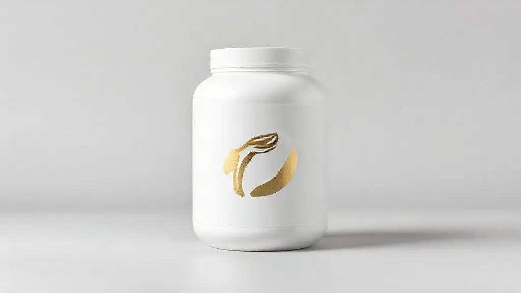 Análise completa do Whey Bodybuilders: um pote de whey protein sem marca em um fundo de estúdio, destacando a qualidade e pureza do produto.