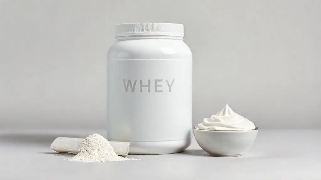 Análise do Whey Grego da Nutrata, mostrando um pote e uma barra de proteína sem marca com uma textura cremosa que remete ao iogurte grego.