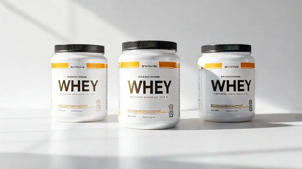 Três potes de whey protein da Integralmédica, representando as versões 100% Pure, Iso Triple e Nutri Whey, em uma análise completa sobre a qualidade da marca.