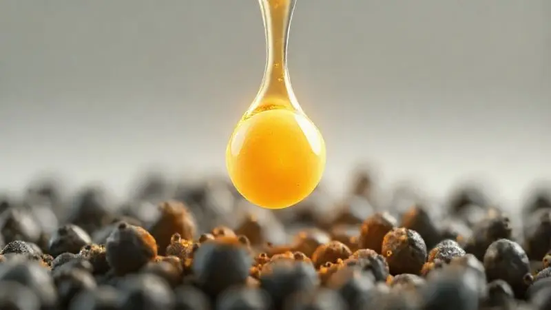 Render 3D de uma molécula de proteína sendo purificada, ilustrando os benefícios do whey isolado para definição muscular.