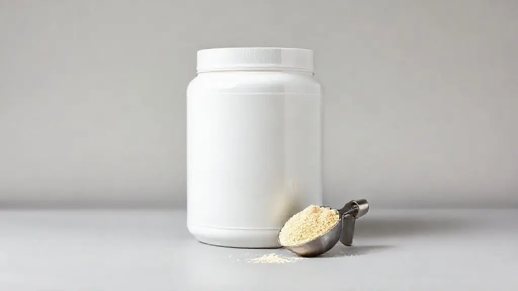 Análise completa do Whey Parmalat, com um pote de proteína sem marca em destaque para ilustrar a review se o suplemento é bom e vale a pena.