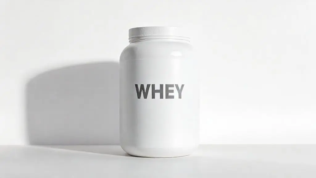 Pote de whey protein sem marca em um fundo de estúdio, representando a análise completa para saber se o Whey FTW é bom e vale a pena.
