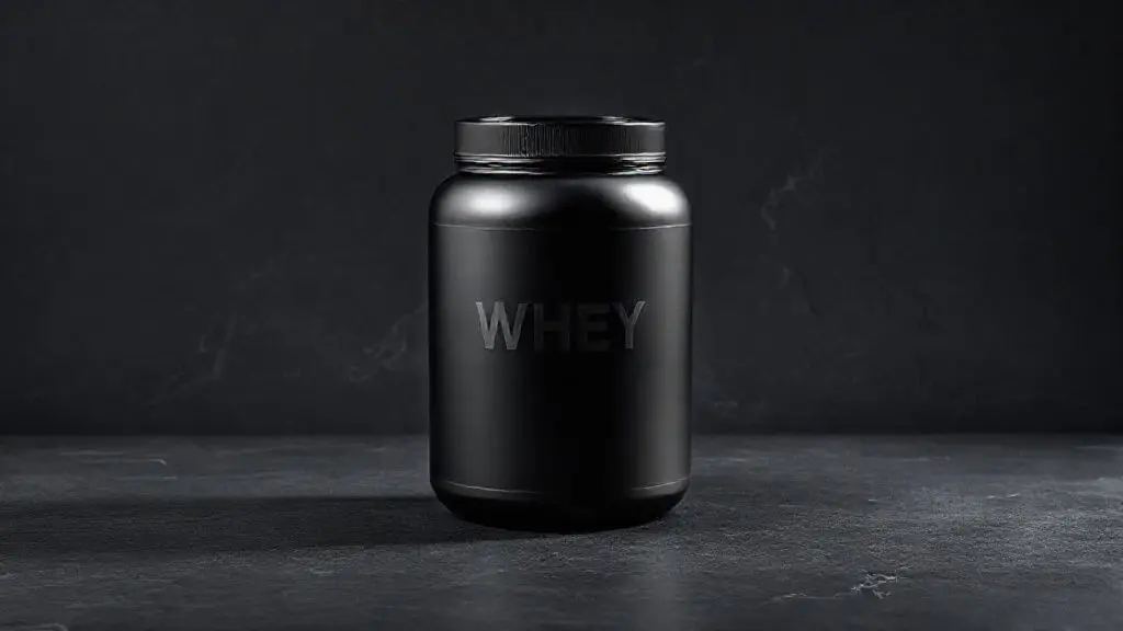 Pote de Whey Protein da Soldiers Nutrition em um estúdio com iluminação profissional, destacando a análise completa do produto.